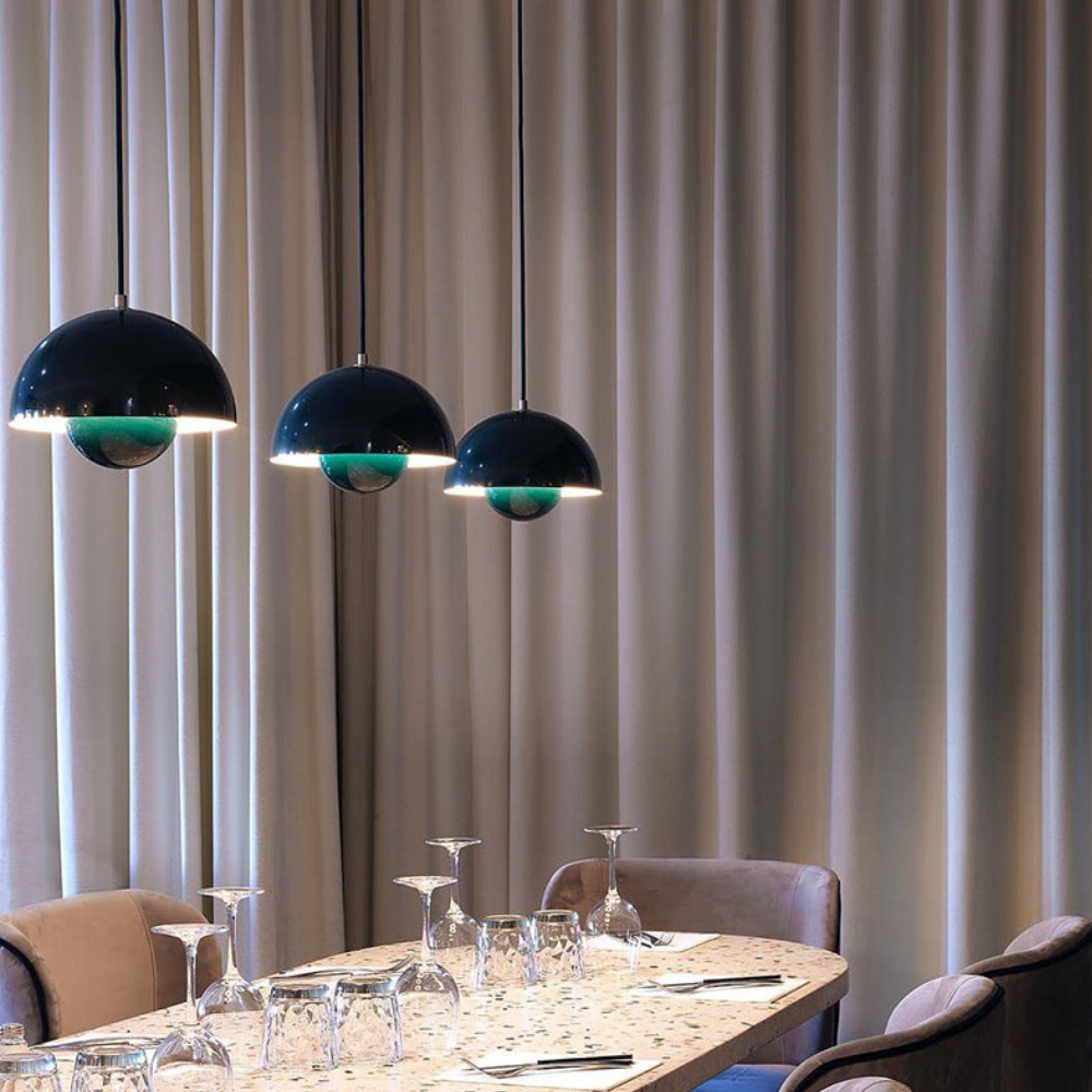 Pendant Light with Nested Dome Metal Shades - Mid Century Modern Retro