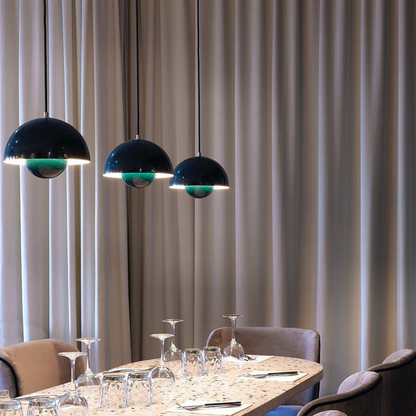 Pendant Light with Nested Dome Metal Shades - Mid Century Modern Retro