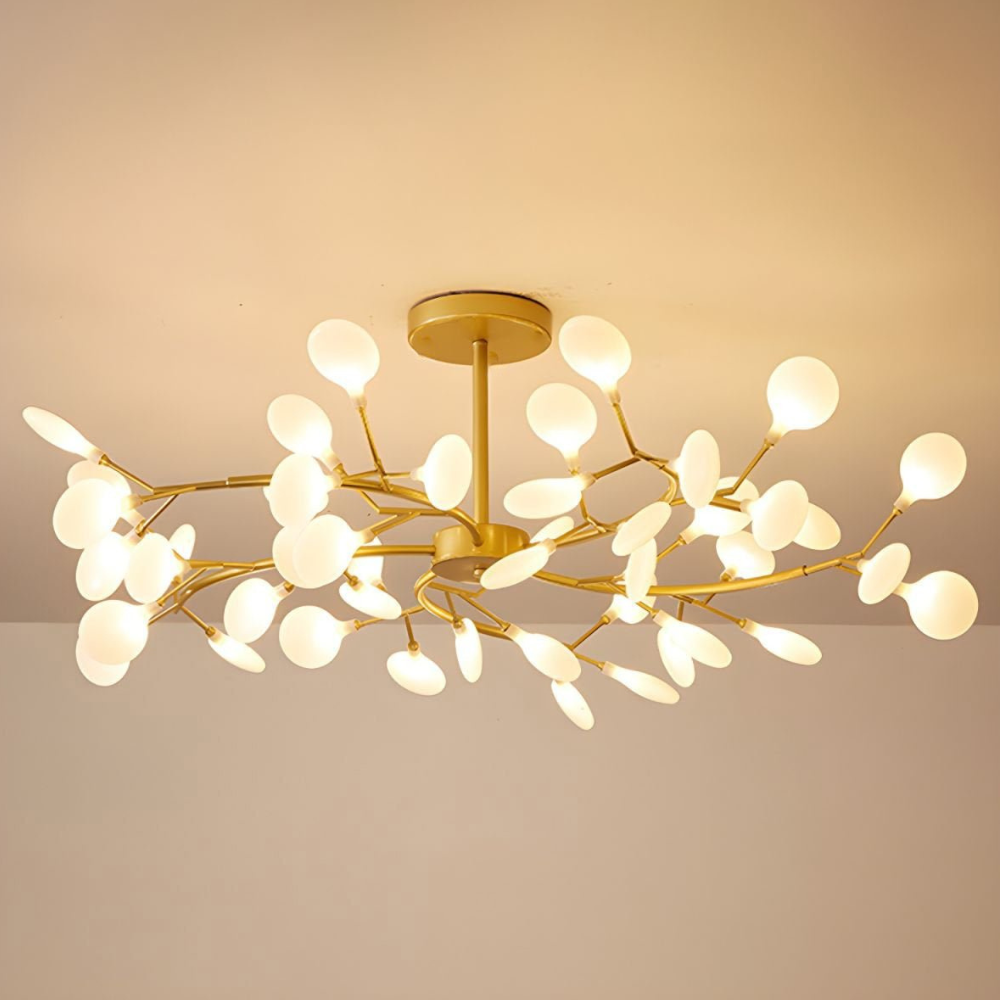 Sputnik-Kronleuchter mit Glasblütenzweigen – Modernes Mid-Century-Design