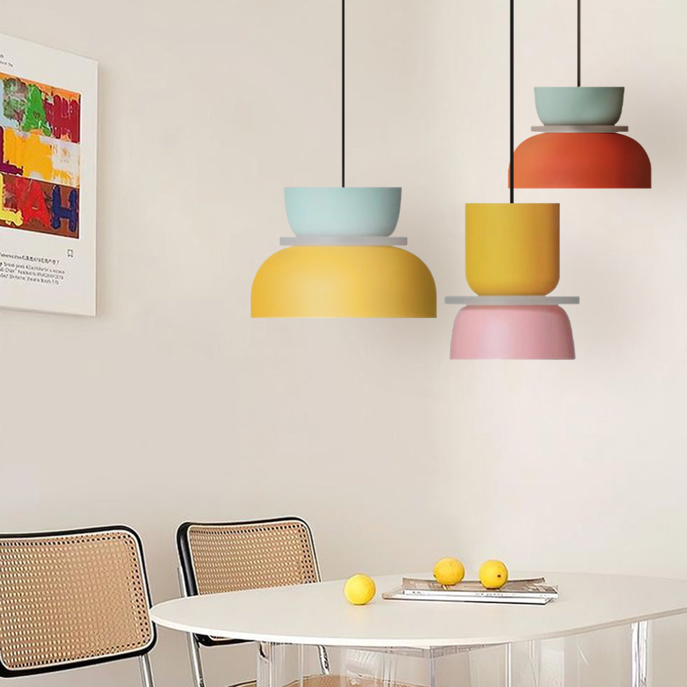 Hängelampe mit gestapelter Schale und mattem Finish – Nordischer geometrischer Stil