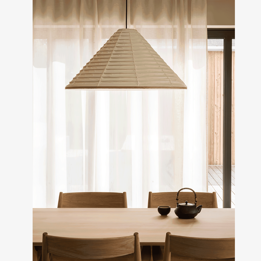 Japanese Washi Paper Pyramid Pendant Light - Japandi Style Decor