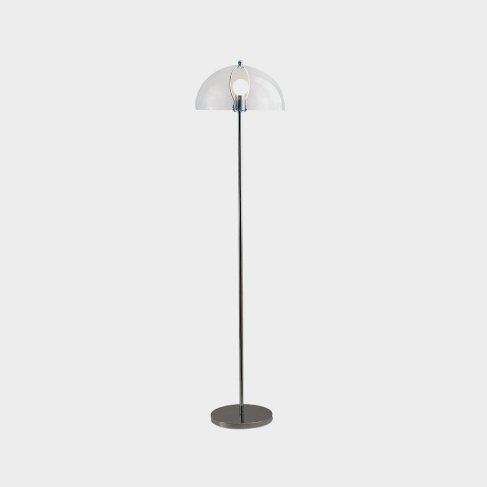 Stehlampe mit doppellagigem Acrylkuppel-Schirm und verchromtem Metallständer