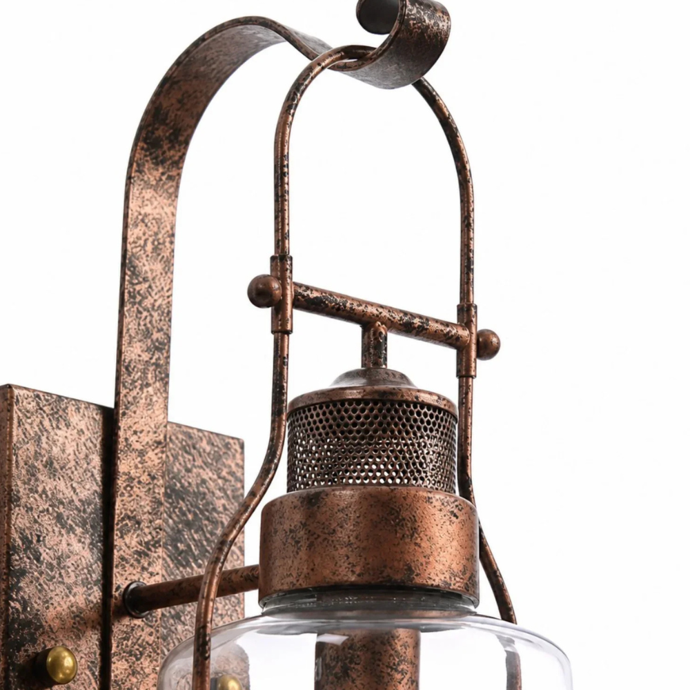 Permanent Outdoor House Lights with Clear Glass Jar Shade and Iron Arm