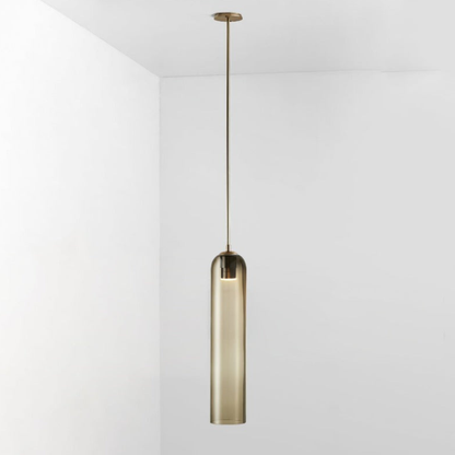 Cylinder Glass Pendant Light with Metal Downrod - Modern Art Deco