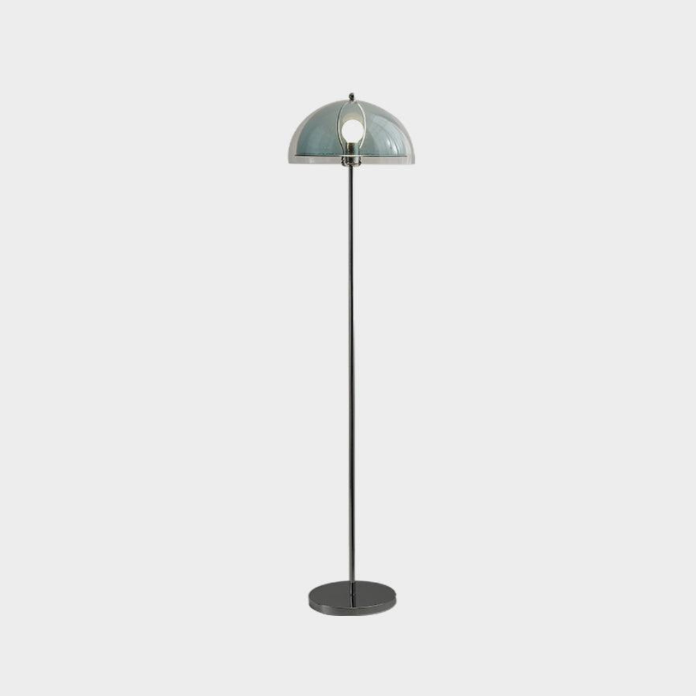 Stehlampe mit doppellagigem Acrylkuppel-Schirm und verchromtem Metallständer