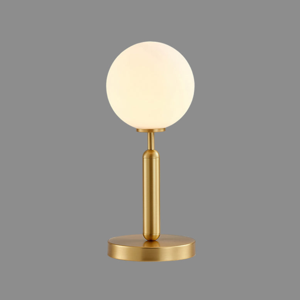 Modern Globe Table Lamp with Pill-Shaped Post - Mid-Century Orb Desk Light