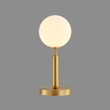 Modern Globe Table Lamp with Pill-Shaped Post - Mid-Century Orb Desk Light