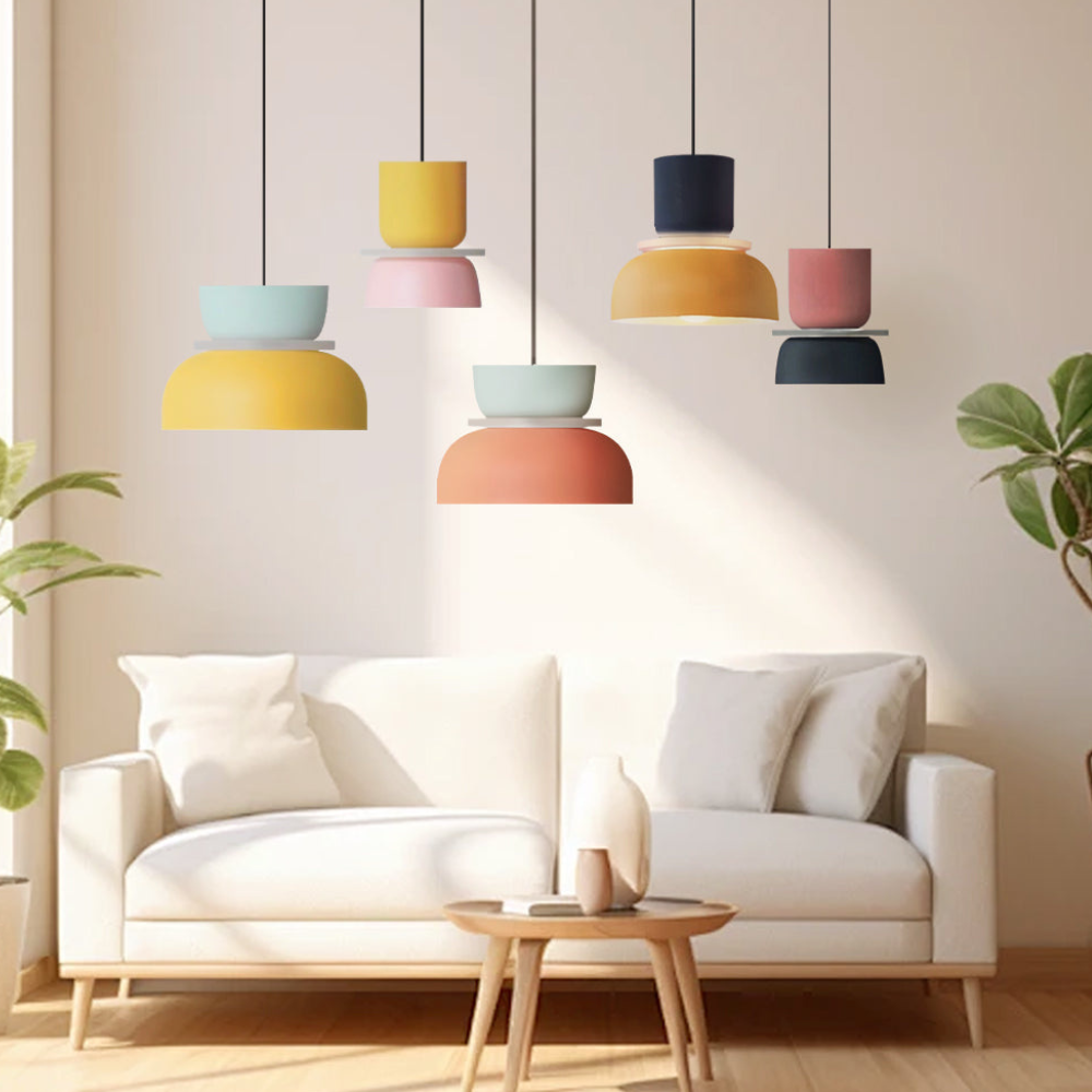 Hängelampe mit gestapelter Schale und mattem Finish – Nordischer geometrischer Stil