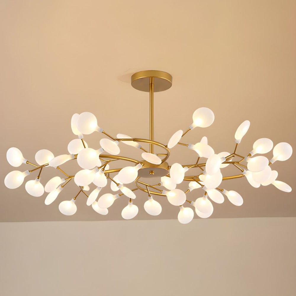Sputnik-Kronleuchter mit Glasblütenzweigen – Modernes Mid-Century-Design