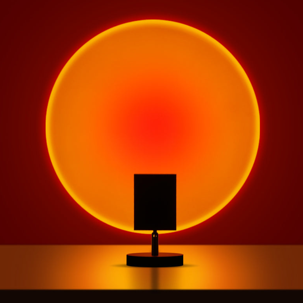 Moderne Sonnenuntergang-Projektorlampe – Architektonisches Halo-Stimmungslicht für Fotografie