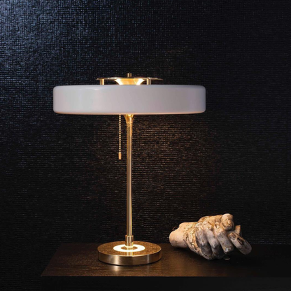 Spun Metal Table Lamp with Pull Chain and Acrylic Diffuser - Industrial