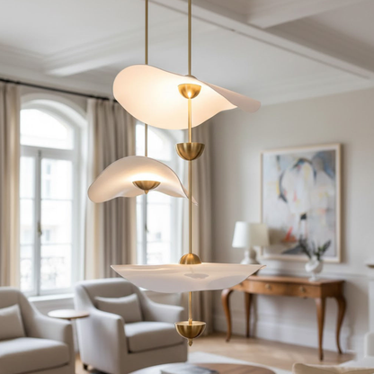 Modern Wavy Wing Pendant Light - Sculptural Floating Ribbon Hanging Lamp