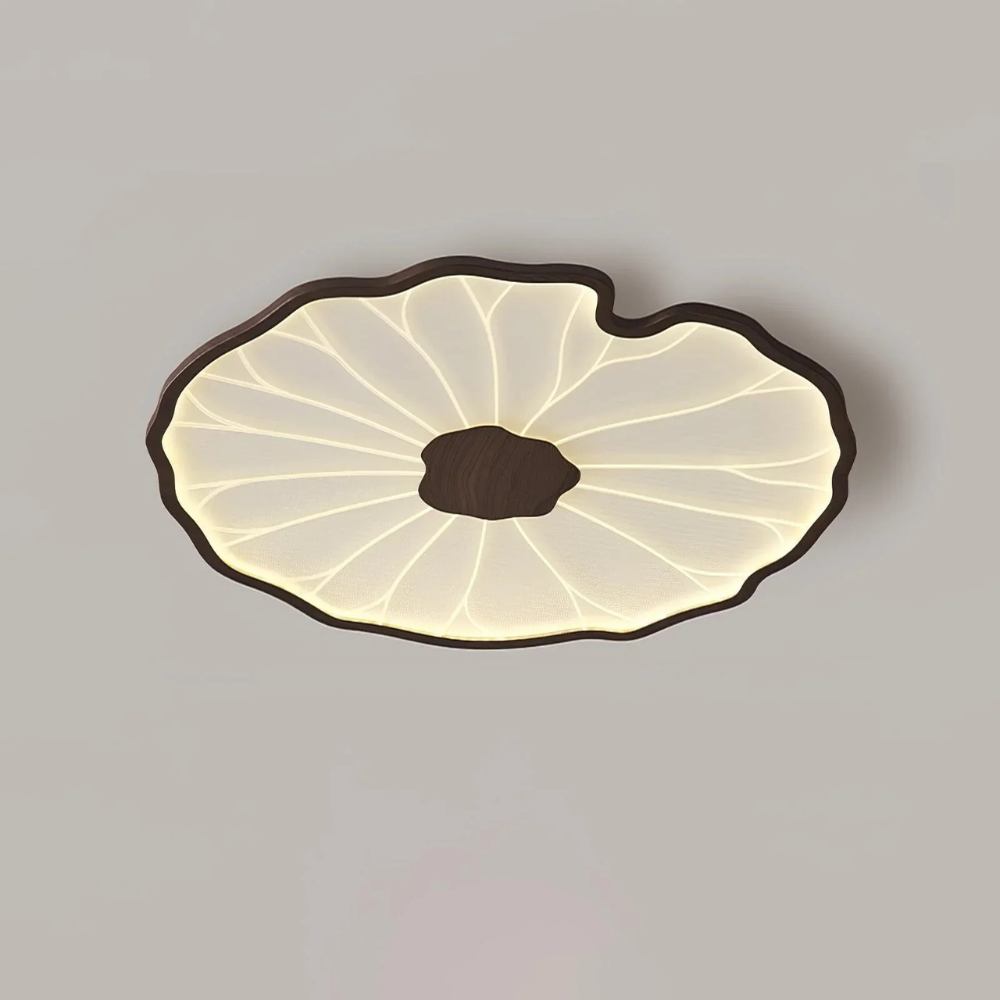 Flush Mount Ceiling Light with Wood Tone - Minimalist Japandi Botanical