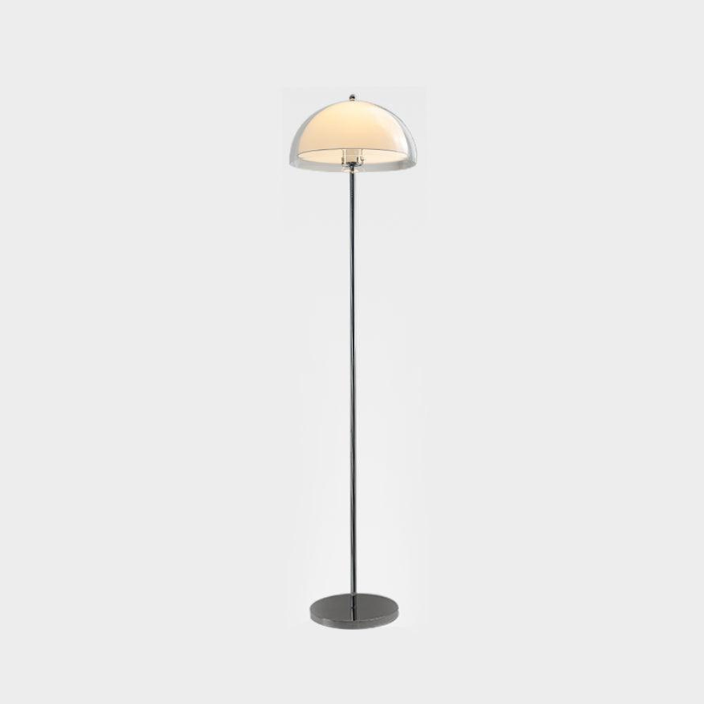 Stehlampe mit doppellagigem Acrylkuppel-Schirm und verchromtem Metallständer