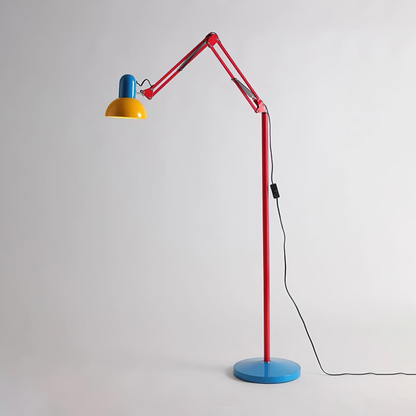 Adjustable Floor Lamp – Memphis Style with Spring-Balanced Articulated Arm and Metal Dome Shade