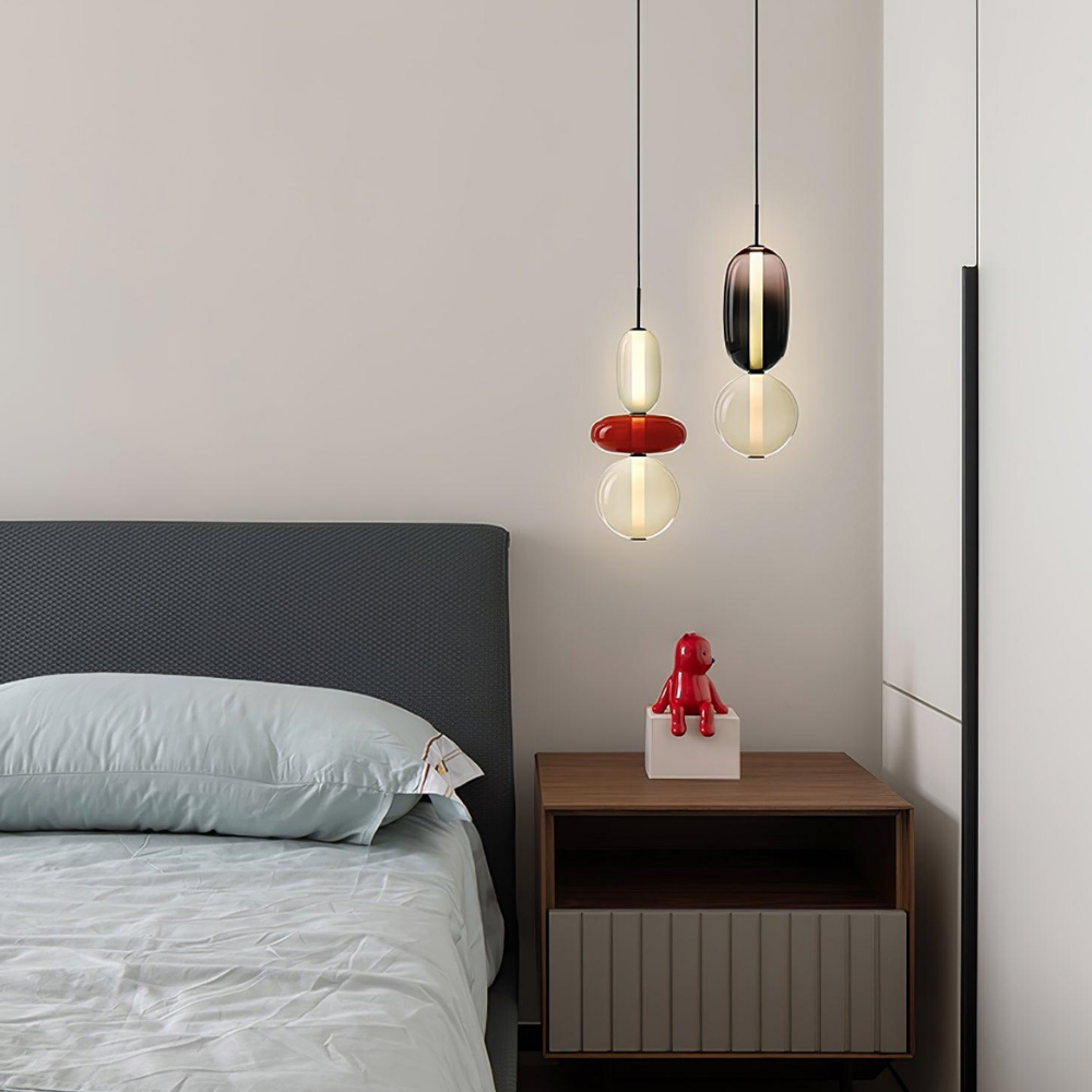 Gestapelte Glas-Hängeleuchte mit geometrischen Ebenen – Art-Déco-Stil