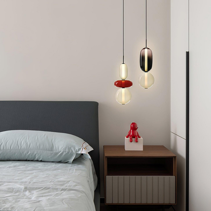 Stacked Glass Pendant Light with Geometric Tiers - Art Deco Style