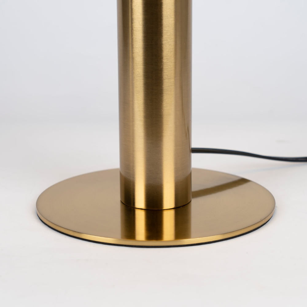 Glas- und Alabaster-Kuppeltischlampe mit Metallfuß – Mid-Century-Modern