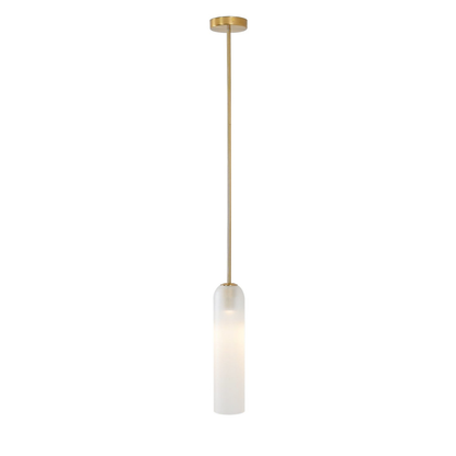 Cylinder Glass Pendant Light with Metal Downrod - Modern Art Deco