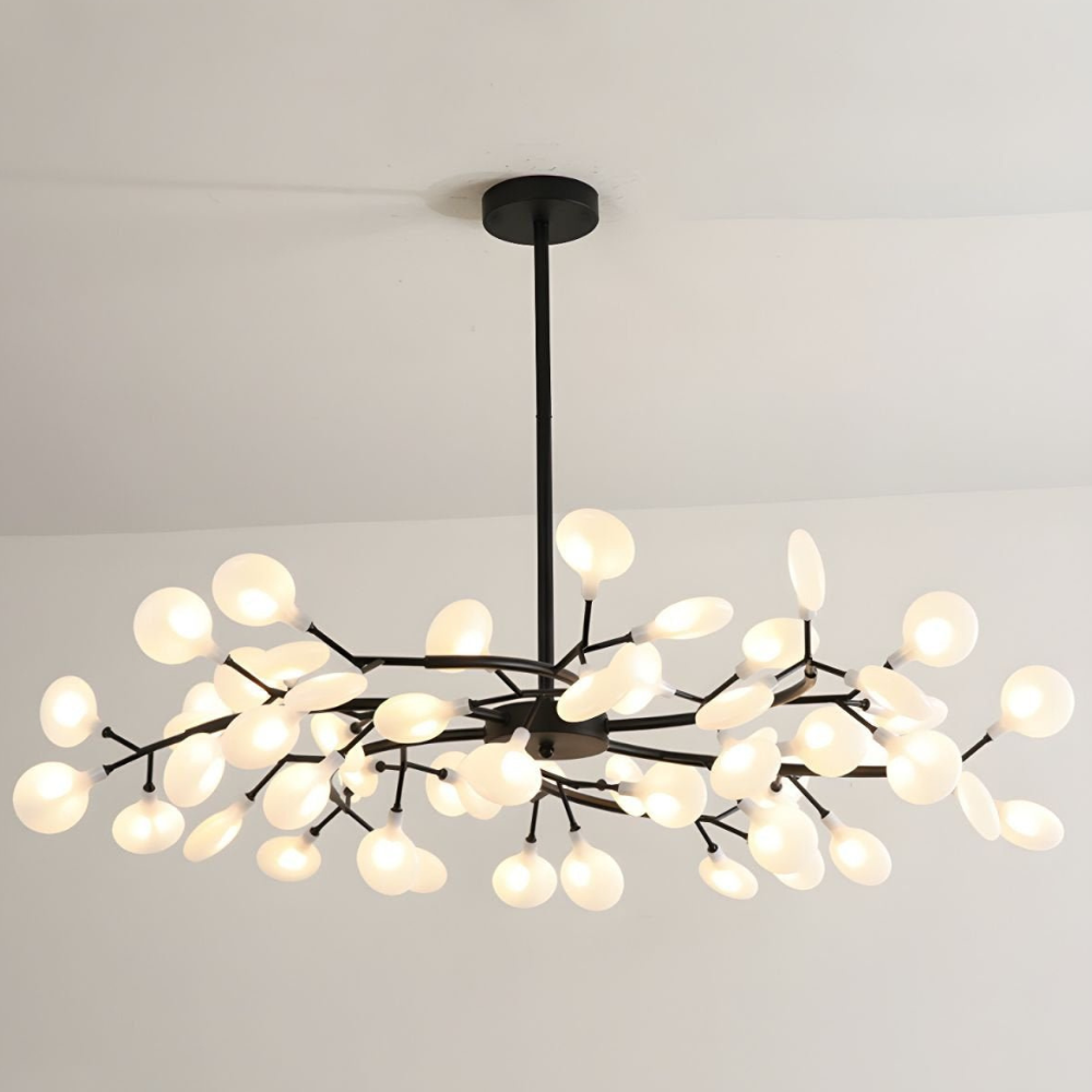 Sputnik-Kronleuchter mit Glasblütenzweigen – Modernes Mid-Century-Design
