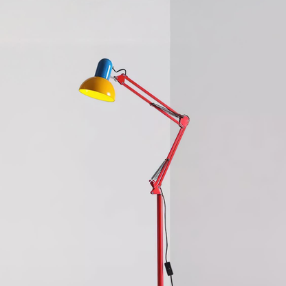 Adjustable Floor Lamp – Memphis Style with Spring-Balanced Articulated Arm and Metal Dome Shade