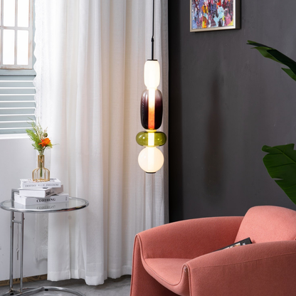 Stacked Glass Pendant Light with Geometric Tiers - Art Deco Style