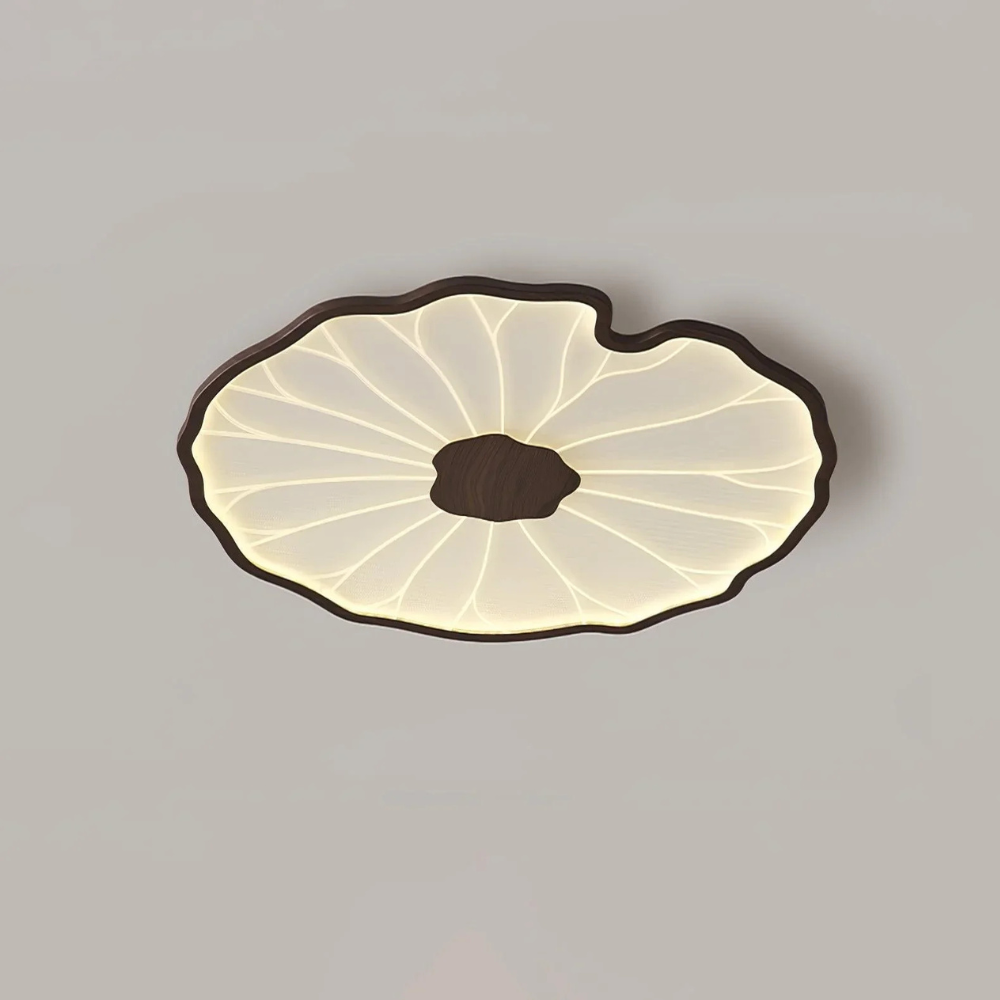 Flush Mount Ceiling Light with Wood Tone - Minimalist Japandi Botanical