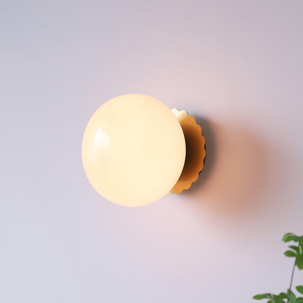 Frosted Sphere Wall Light with Metallic Base - Modern Vintage Design