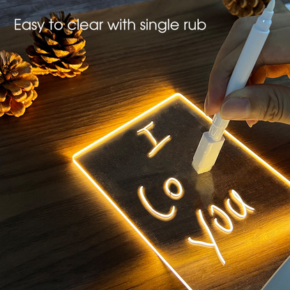 Lighted Acrylic Dry Erase Message Board - Glow Note Memo Night Light