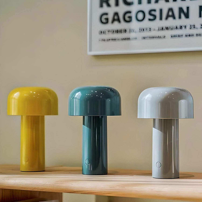 Mushroom Table Lamp Rechargeable LED with Adjustable Brightness - Mid Century