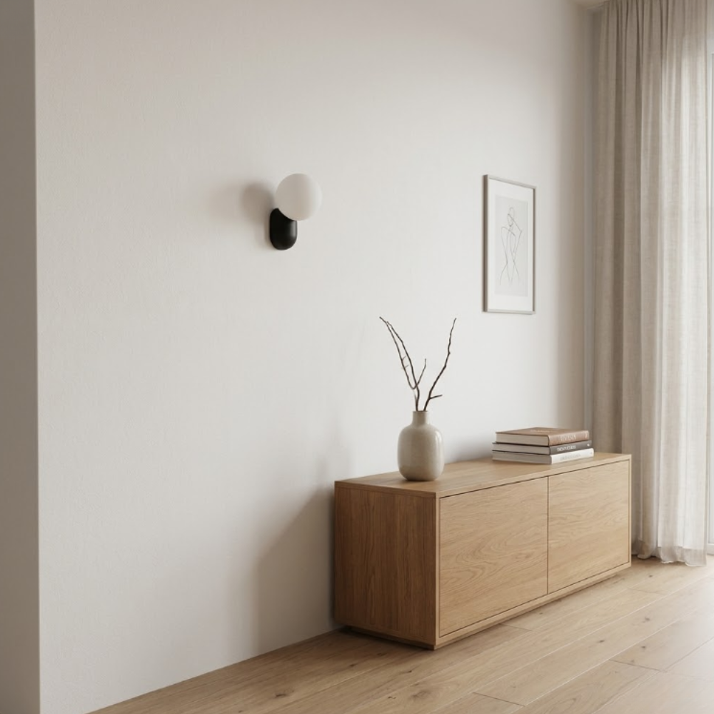 Applique Murale Sphérique en Verre Architecturale - Luminaire Mural Minimaliste Arrondi en Résine
