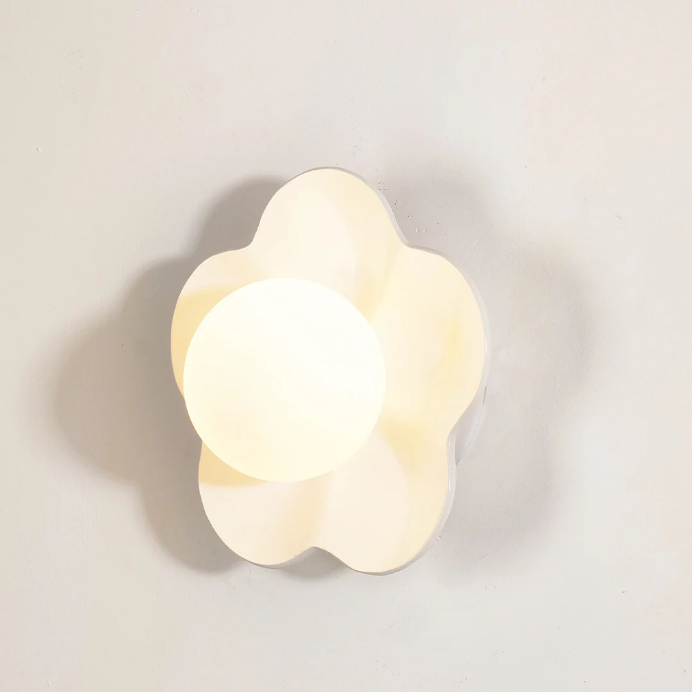 Wall Sconce with Flower Petal Metal Base - Modern Danish Pastel