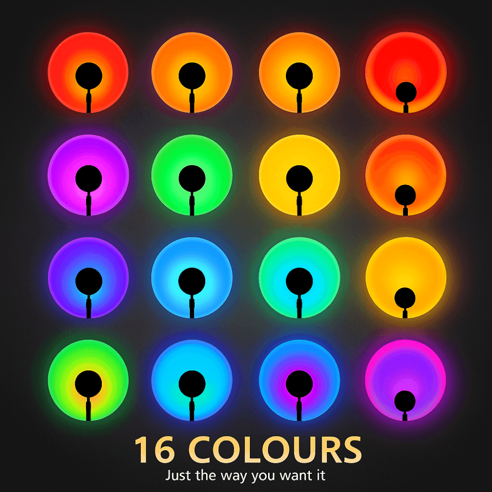 LED Sonnenuntergangslicht-Projektor mit Fernbedienung – 16 Farbwechsel Ambientebeleuchtung