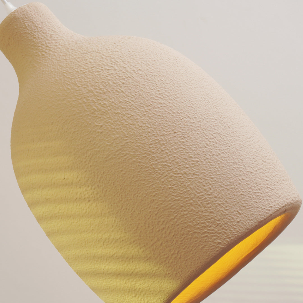 Pendant Light Fixture with Textured Stone Finish - Wabi Sabi Japandi