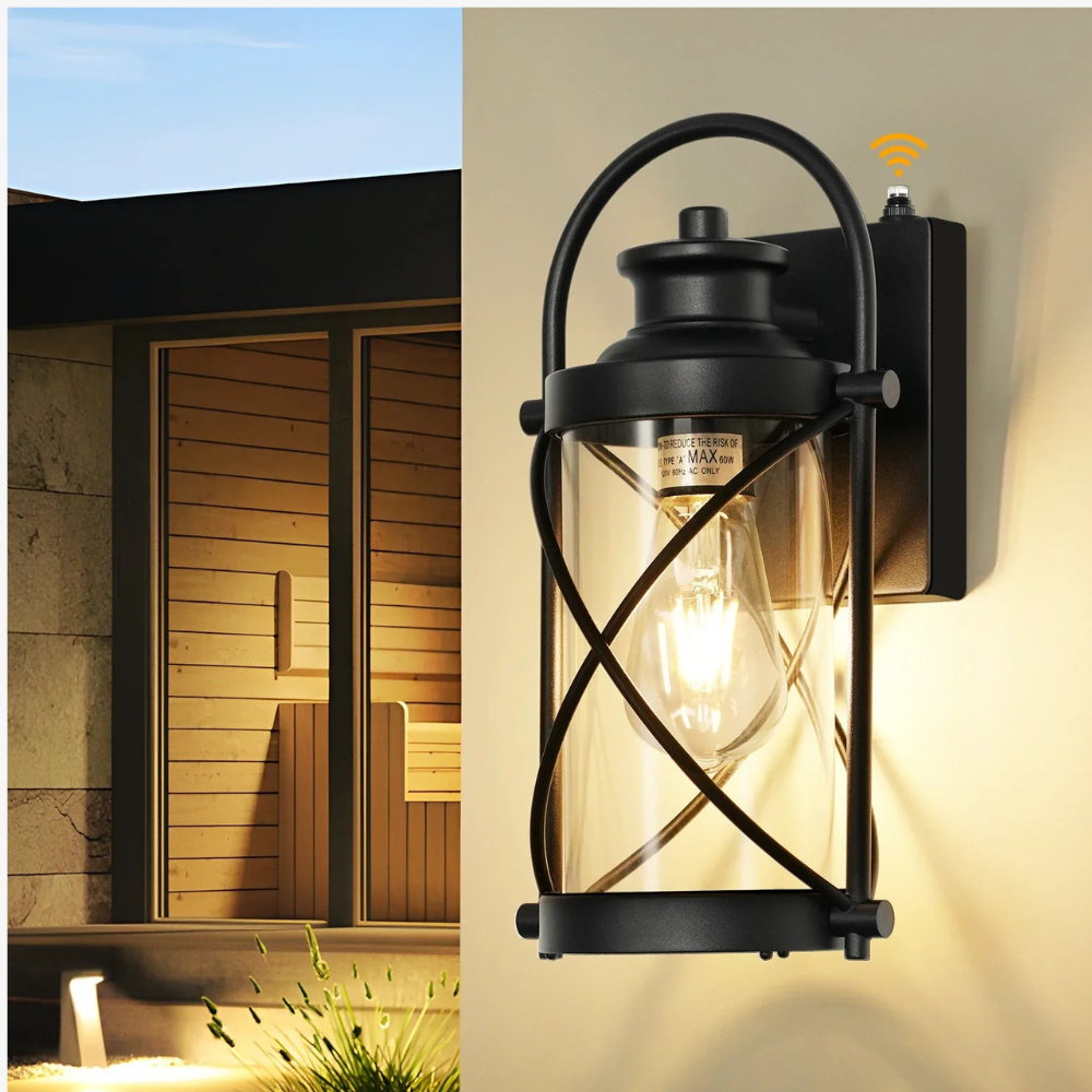 LED-Veranda-Laterne mit Aluminium-Druckguss-Kreuzgitter und klarem Glaszylinder