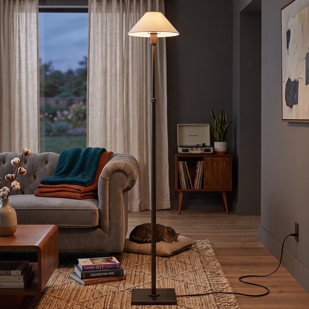 Lampadaire réglable avec structure télescopique en acier - Industriel minimaliste