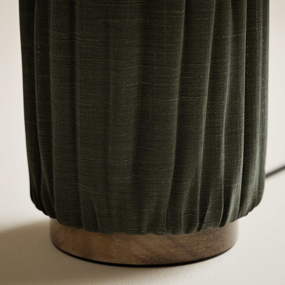 Retro Pleated Linen Table Lamp - Mid-Century Modern Boho Bedside Light