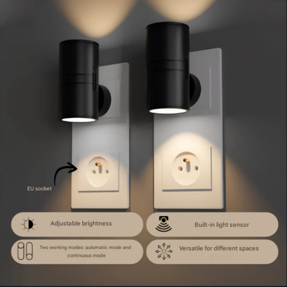 Plug In LED Night Light Wall Sconce - Dual Direction Cylinder