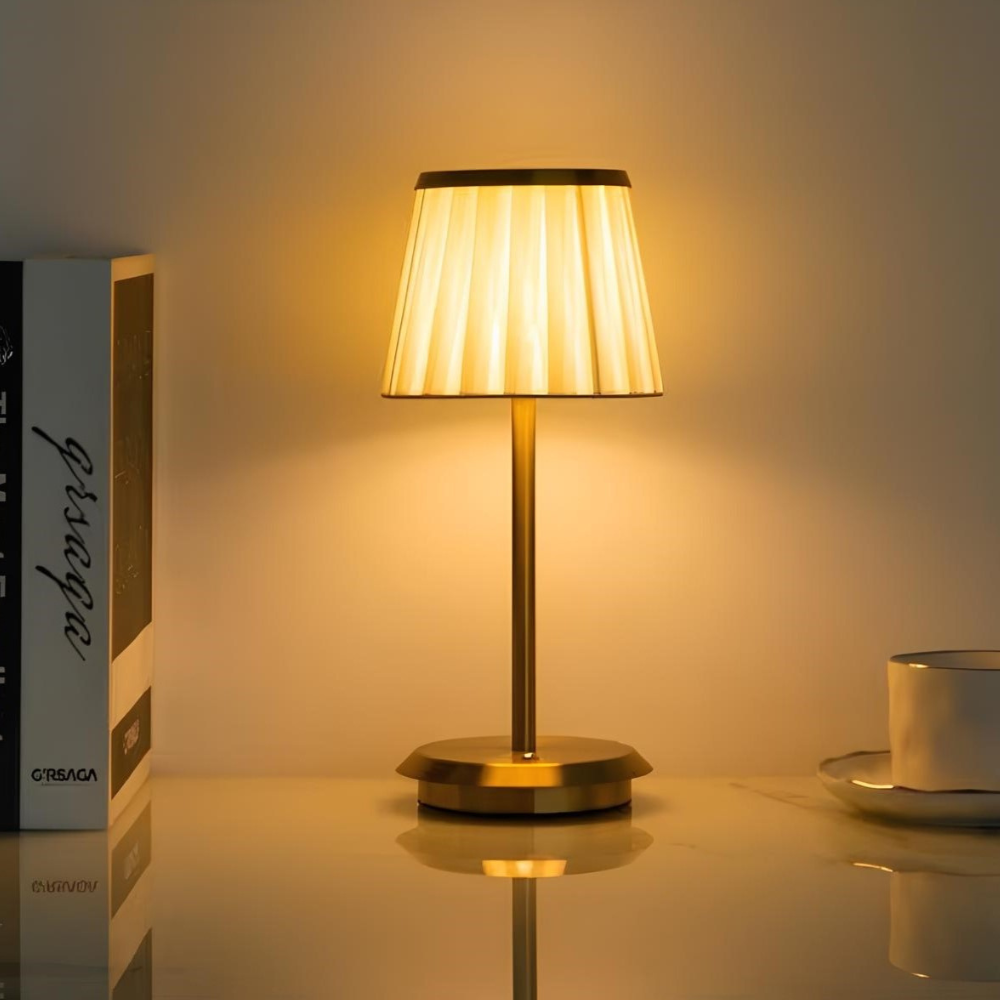Wiederaufladbare Schreibtischlampe mit Eisenfuß – Tragbarer Art-Déco-Stil
