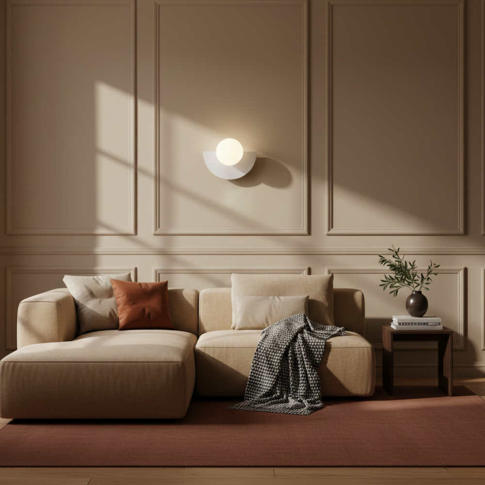 Modern Crescent Globe Wall Sconce - Geometric Half-Moon Wall Light