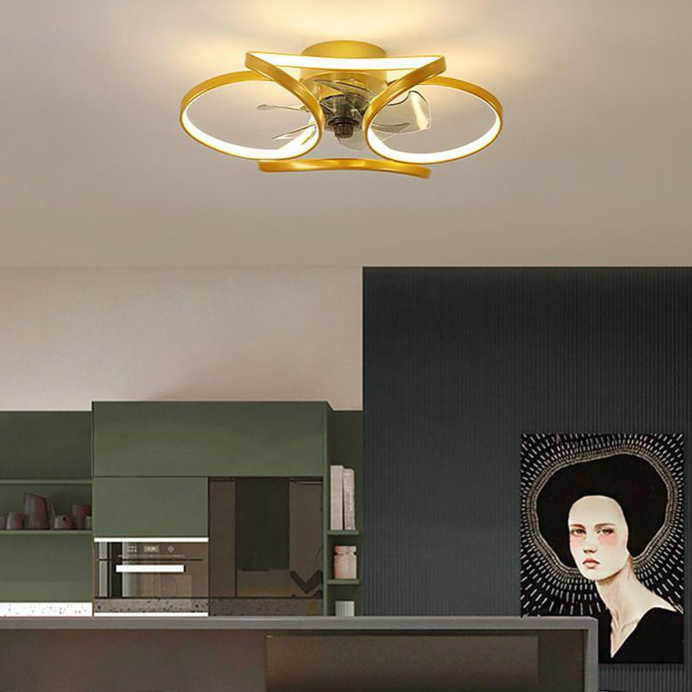LED Ceiling Fan with Low Profile Flush Mount and Dimmable Light - Minimalist