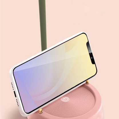 Cordless USB Rechargeable Petal Lamp with Integrated Phone Cradle