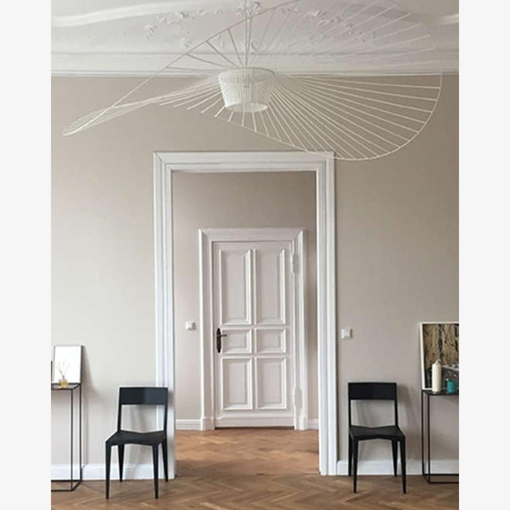 Ribbon Wave Pendant Light with Slotted Metal Frame - Modern Art Deco