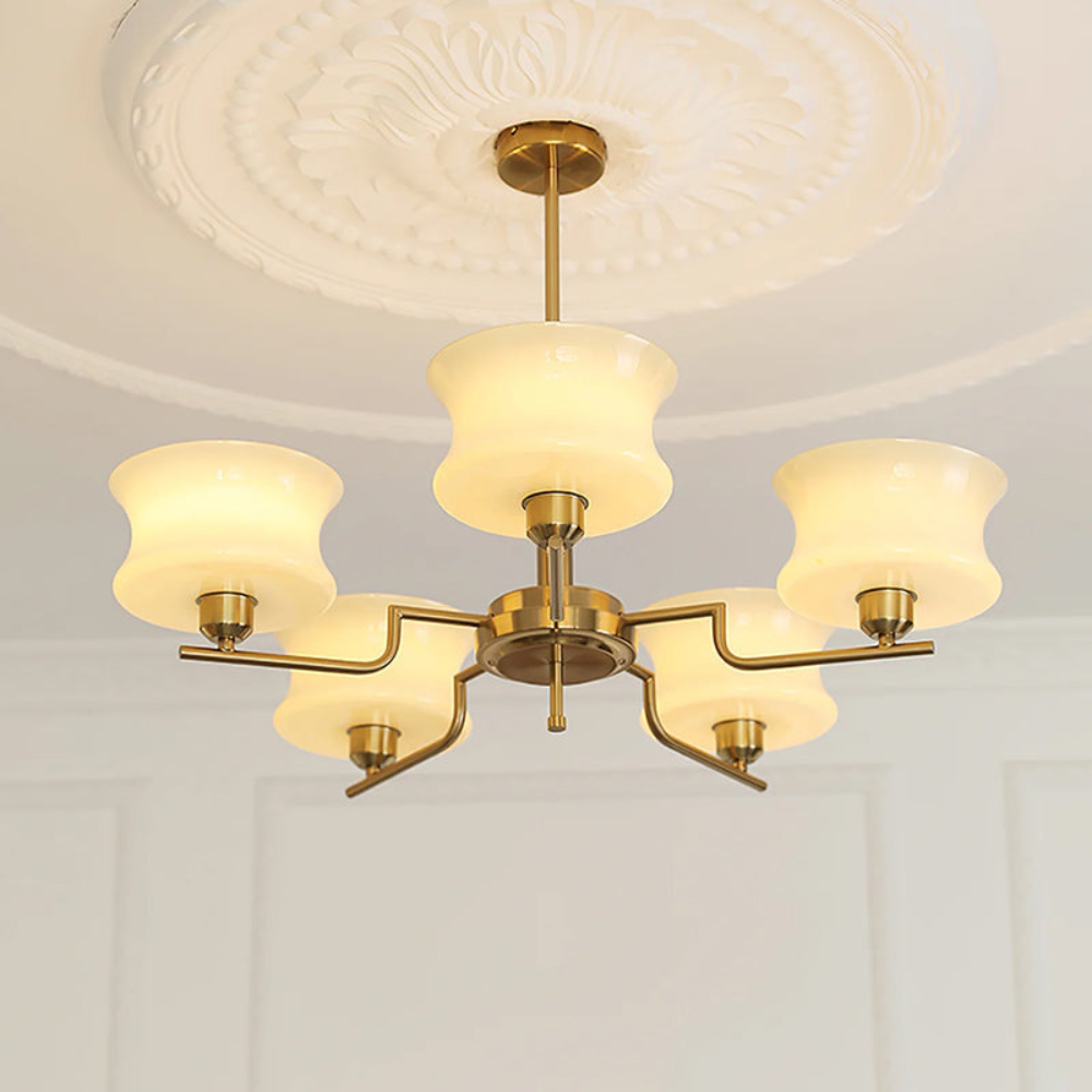 Chandelier with Glass Bell Shades - Mid Century Modern  Light