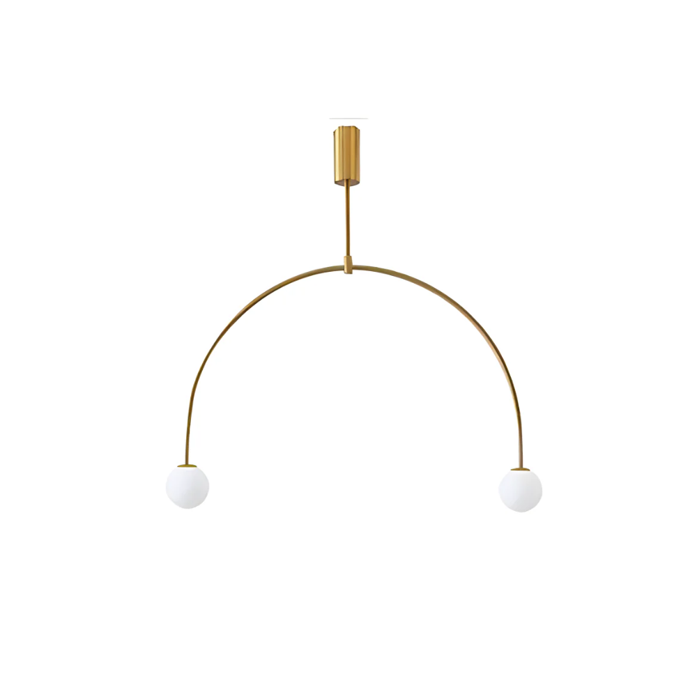 Lustre avec cadre métallique voûté et globes en verre - Moderne milieu du siècle