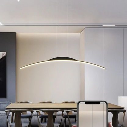 Linear Arch Pendant Light with Minimalist Curve - Contemporary Industrial