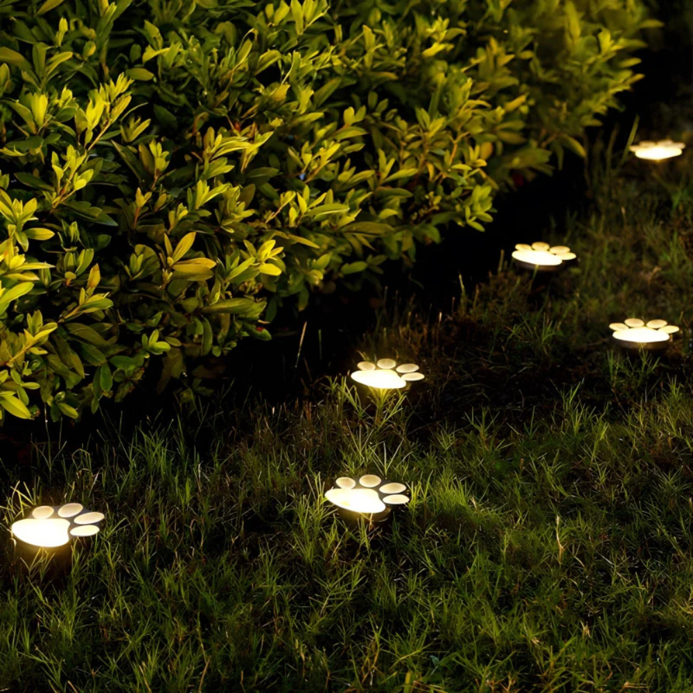 Lumières de jardin à empreinte de patte alimentées à l'énergie solaire - Décoration extérieure de chemin à DEL