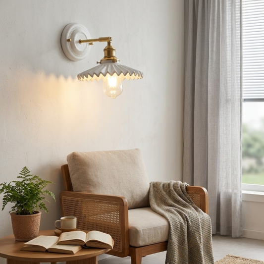 Modern Artisanal Ceramic Wall Sconce - Japanese-Style Brass Wall Light
