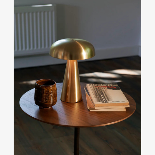 Lampe de table champignon avec abat-jour en dôme métallique - Moderne milieu du siècle