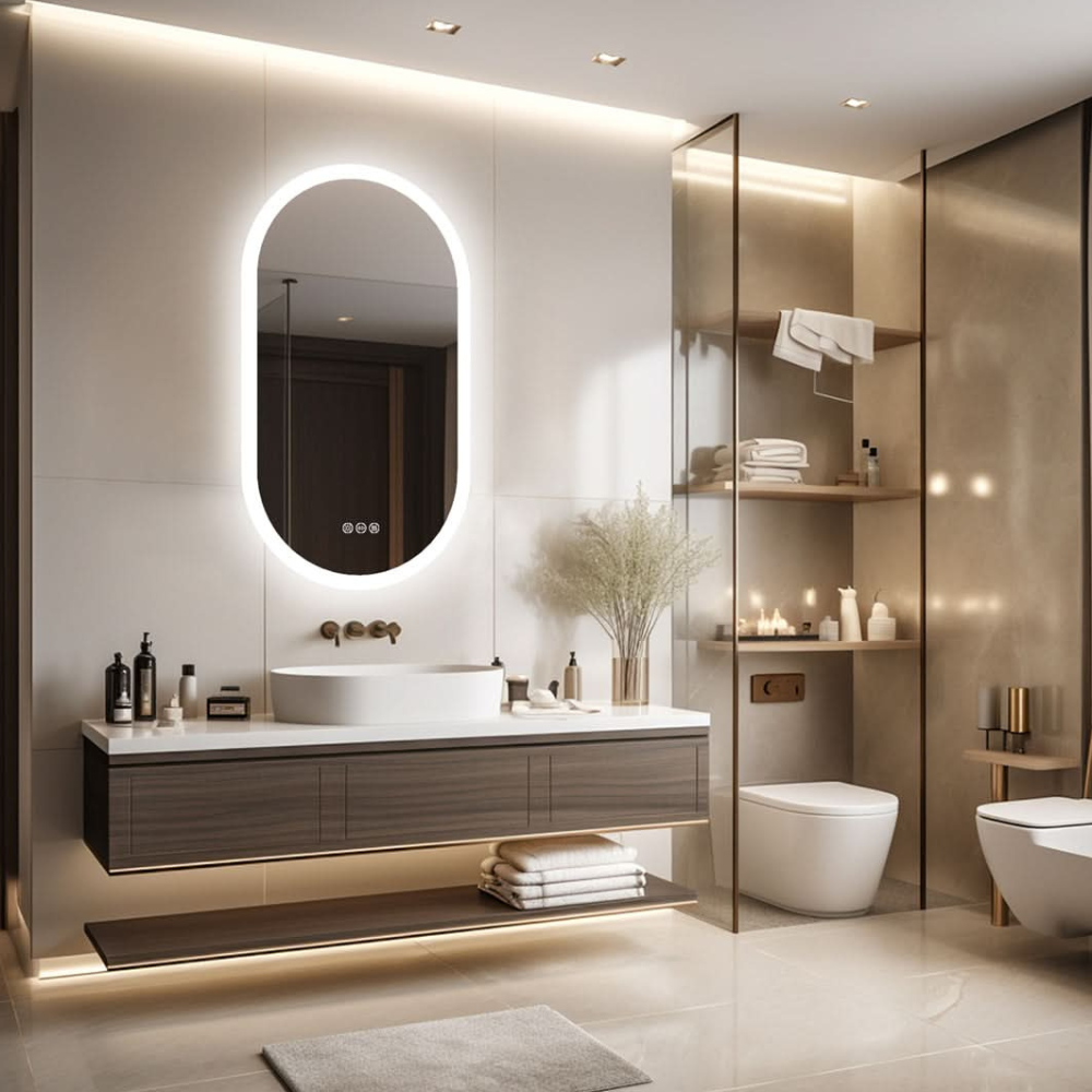 Led vanity mirror with Vertical or Horizontal Wall Mounting - Modern Minimalist